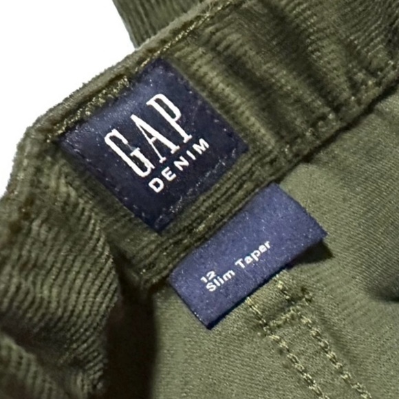 Boy’s Gap Cotton Corduroy Pants 12 Slim Taper Dark Army Green adjustable waist - Picture 2 of 10